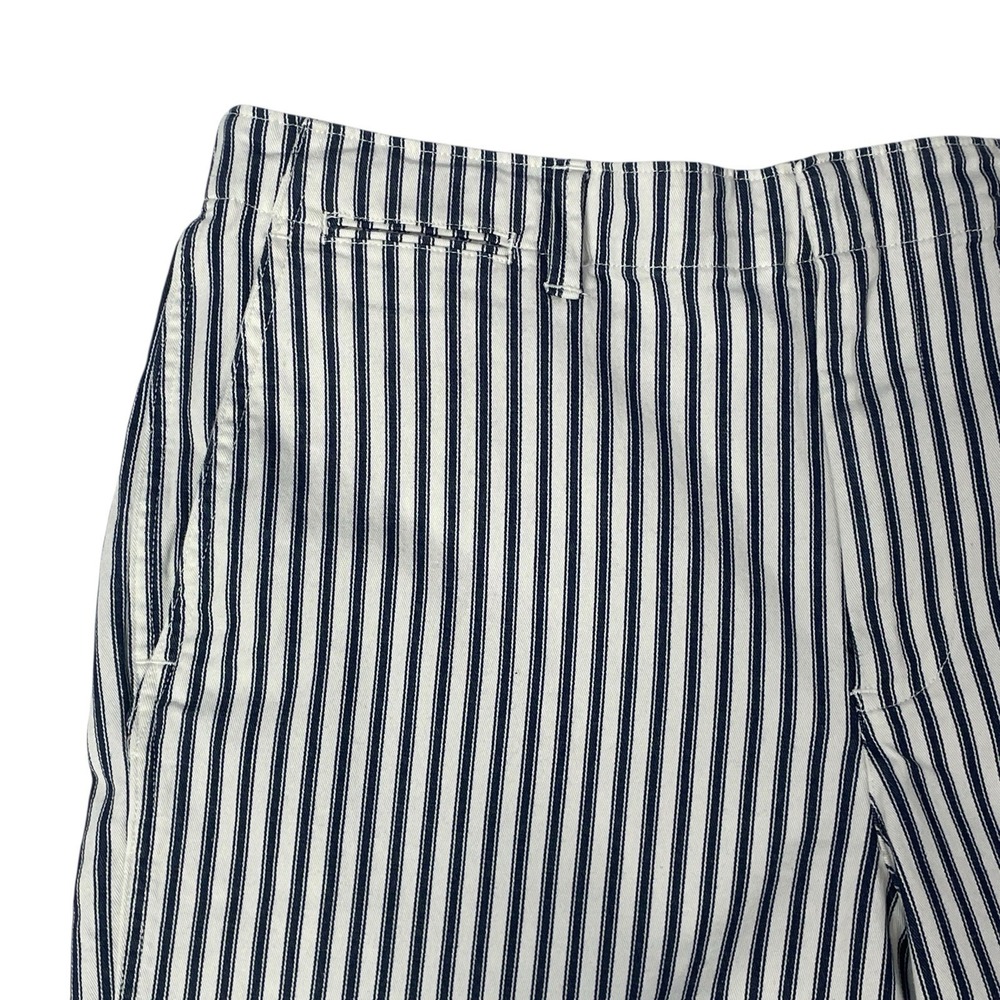 Lands End Striped Pull On Shorts Women's 14 Blue White Cotton Elastic Back - Picture 7 of 10